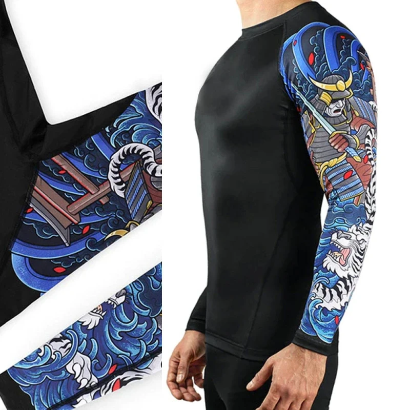 Sublimation Long Sleeve Printed Custom Logo Rash Guard BJJ Surf Rash guard private label OEM Service Compression shirt