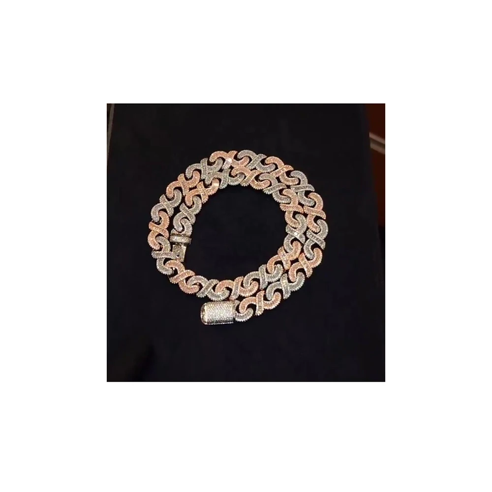 Заводская оптовая продажа 18мм алмазная 925 из муассанита однотонное серебро 2 тона позолоченная цепочка для продажи