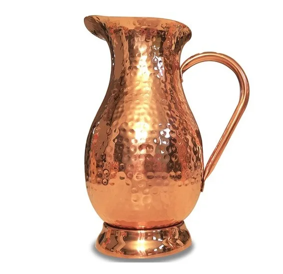 Wholesale Production Water Pitcher Trending Design Hotel Home Drink Ware Container Brass Handle Hammered Finished Jugs Sets