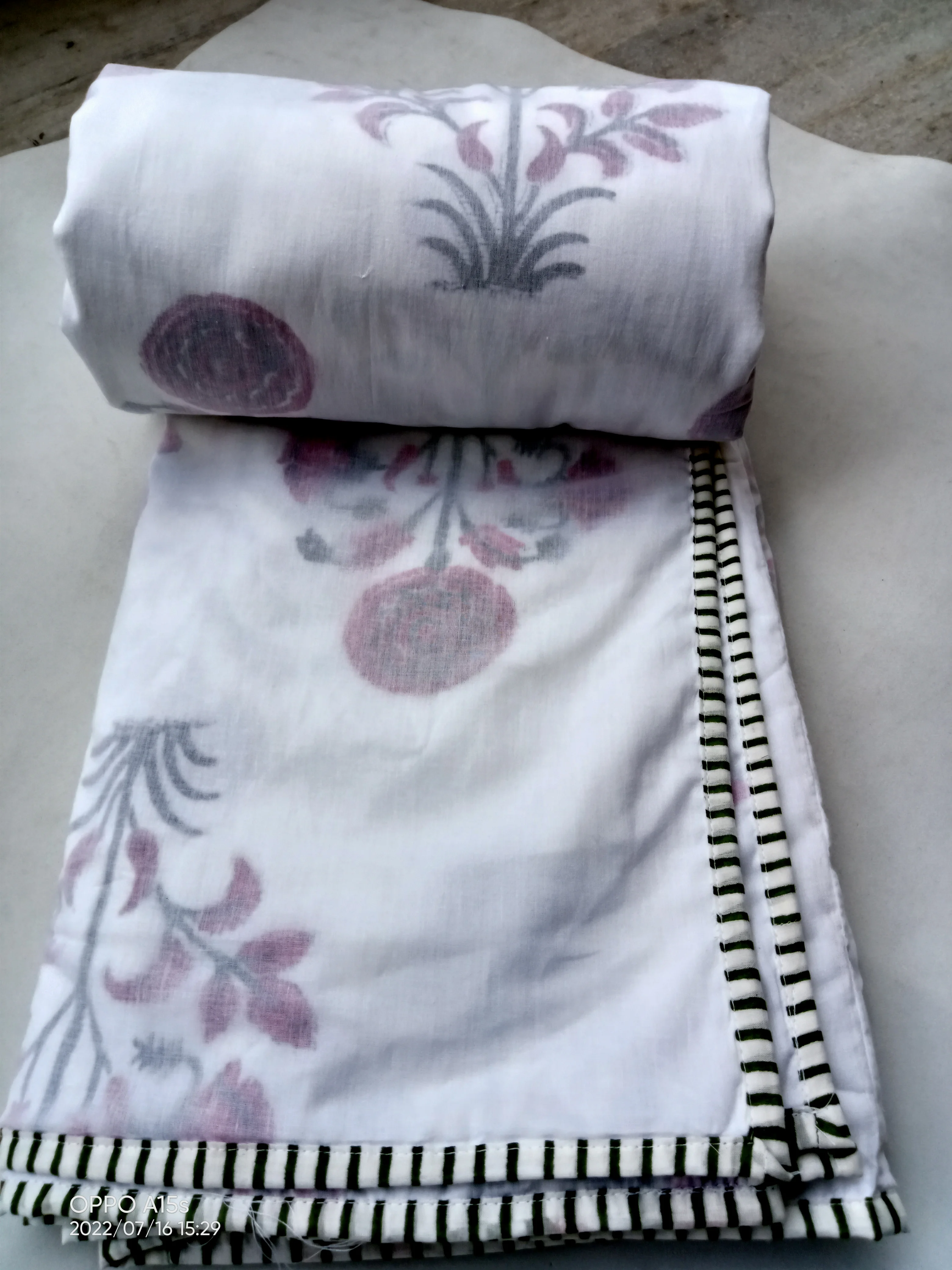 Beautiful Hand Block Print Cotton Dohar Handmade Blanket Printed Quilt Comforter Cotton Dohar Pure Cotton Dohar