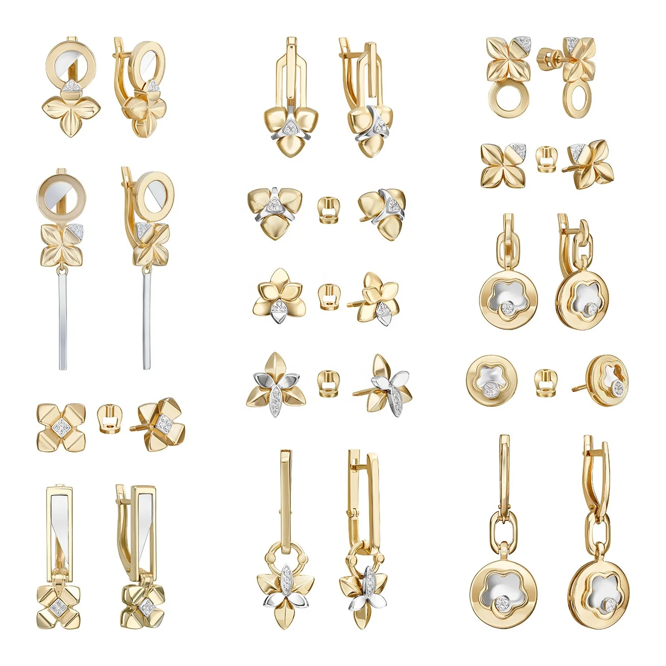 Luxurious Earrings 14K Solid Rose White Yellow Gold Diamond Jewelry ODM OEM wholesale price