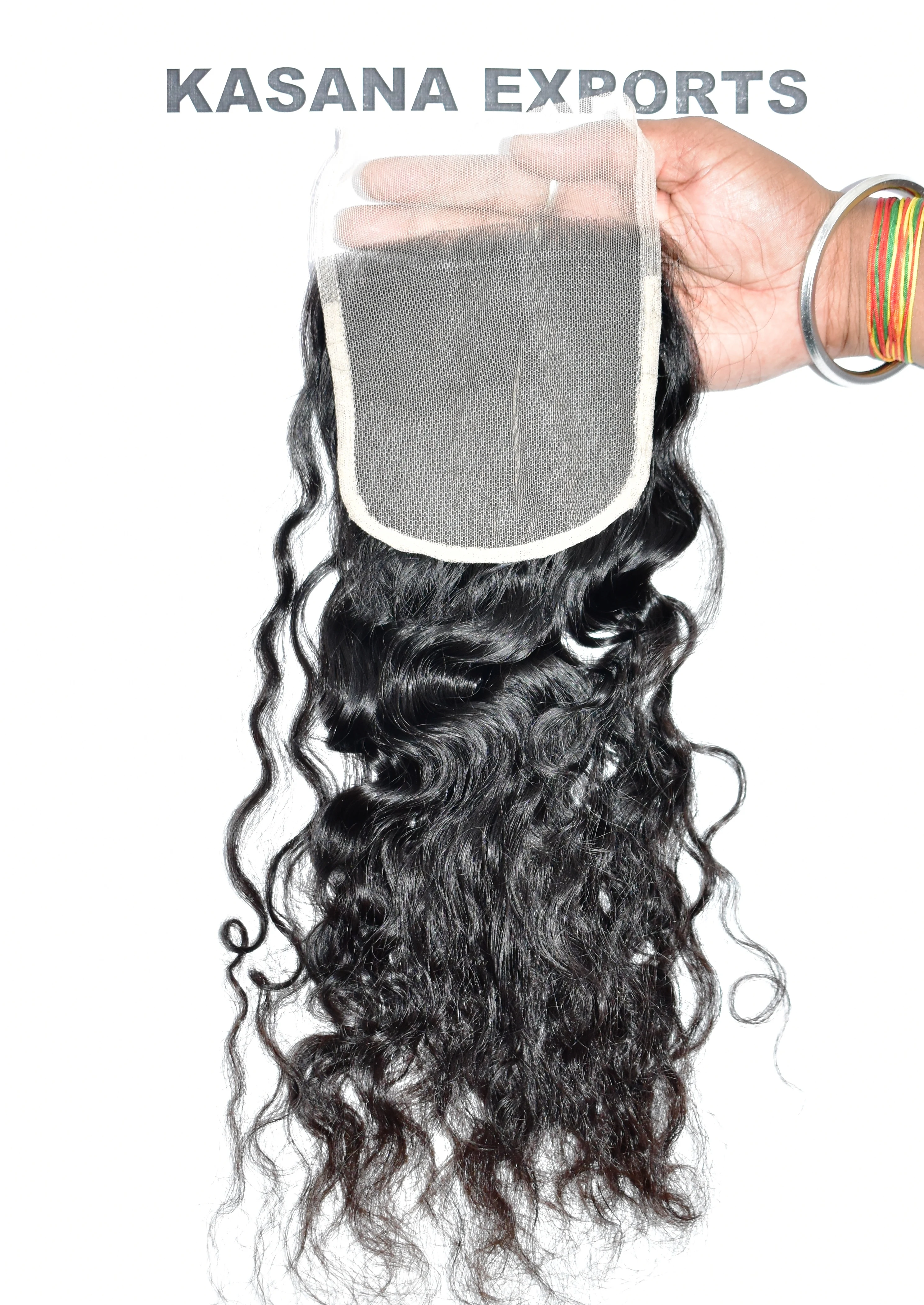 Wholesale Indian Curly 5*5 Closure natural color black women cuticle aligned unprocessed human hair