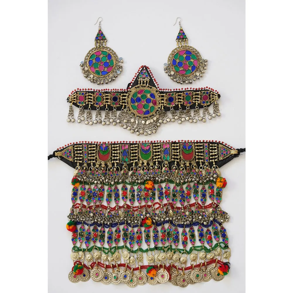 New Design Jewelry Necklace Earrings Set With Ring Hot Sale Handmade Jewellery Set In Afghani Style