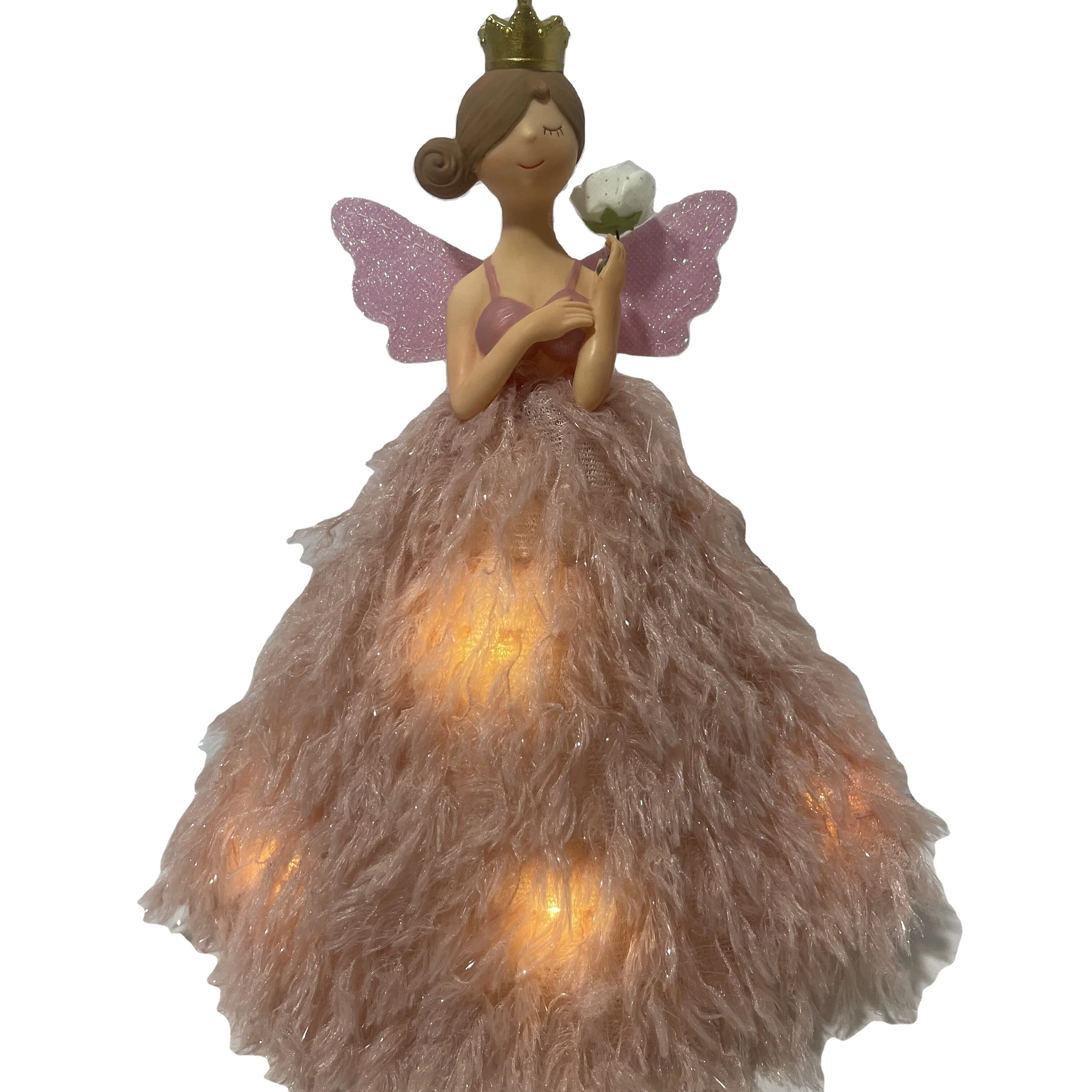 Hot sale Small Wood Christmas Angle Tree Hanging Ornaments With Handmade Plush Doll Windows Hanging Home Holiday Decor