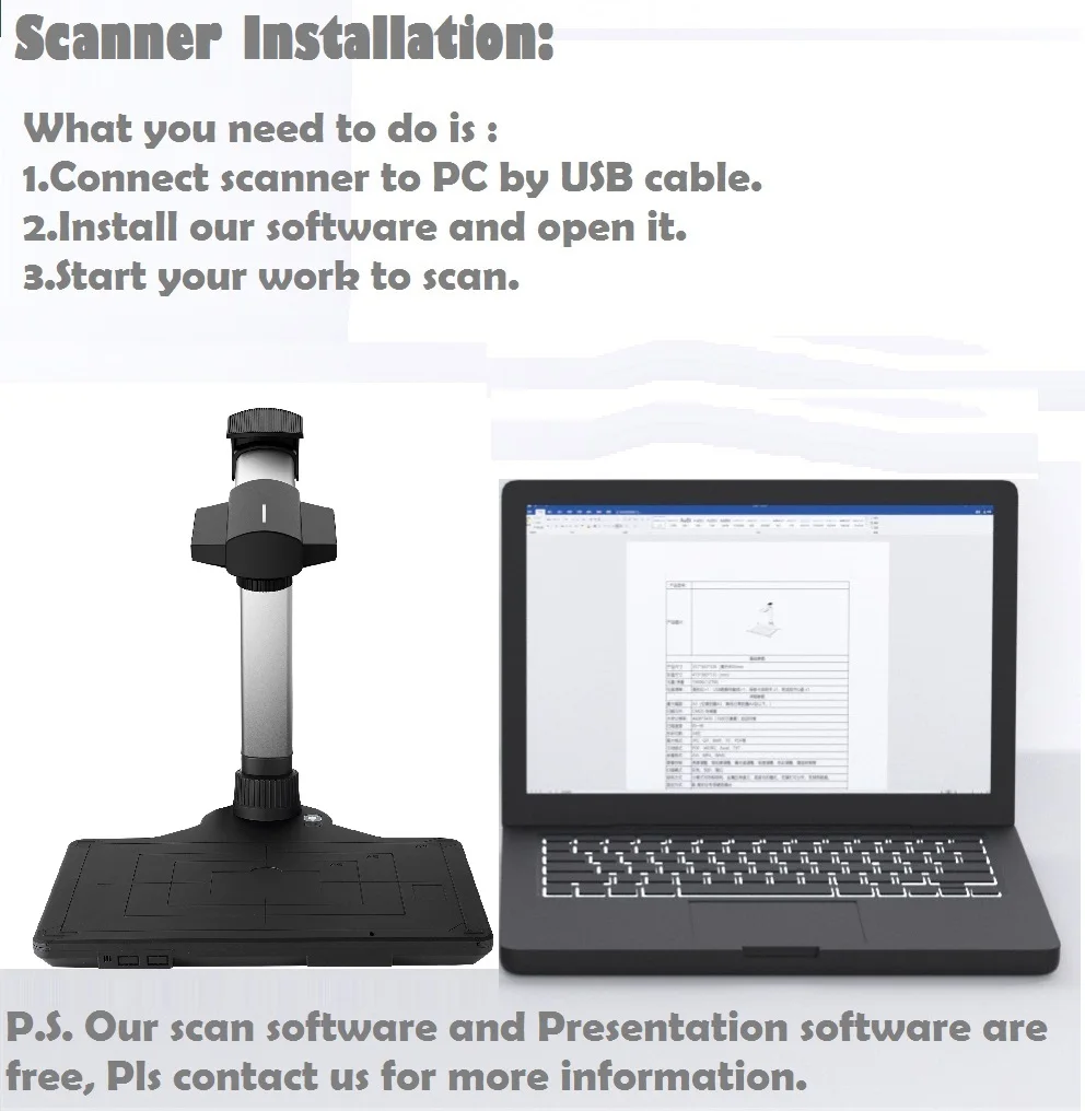 OEM Document scanner camera A3 desktop high-speed Document book scanning Camera scanner with hard base