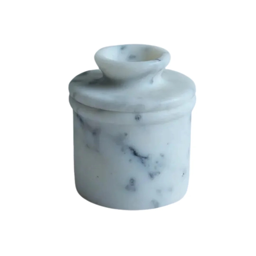 Buy Sustainable Marble butter dish French style eco friendly storage crock with cold storage and thermocol packaging for butter
