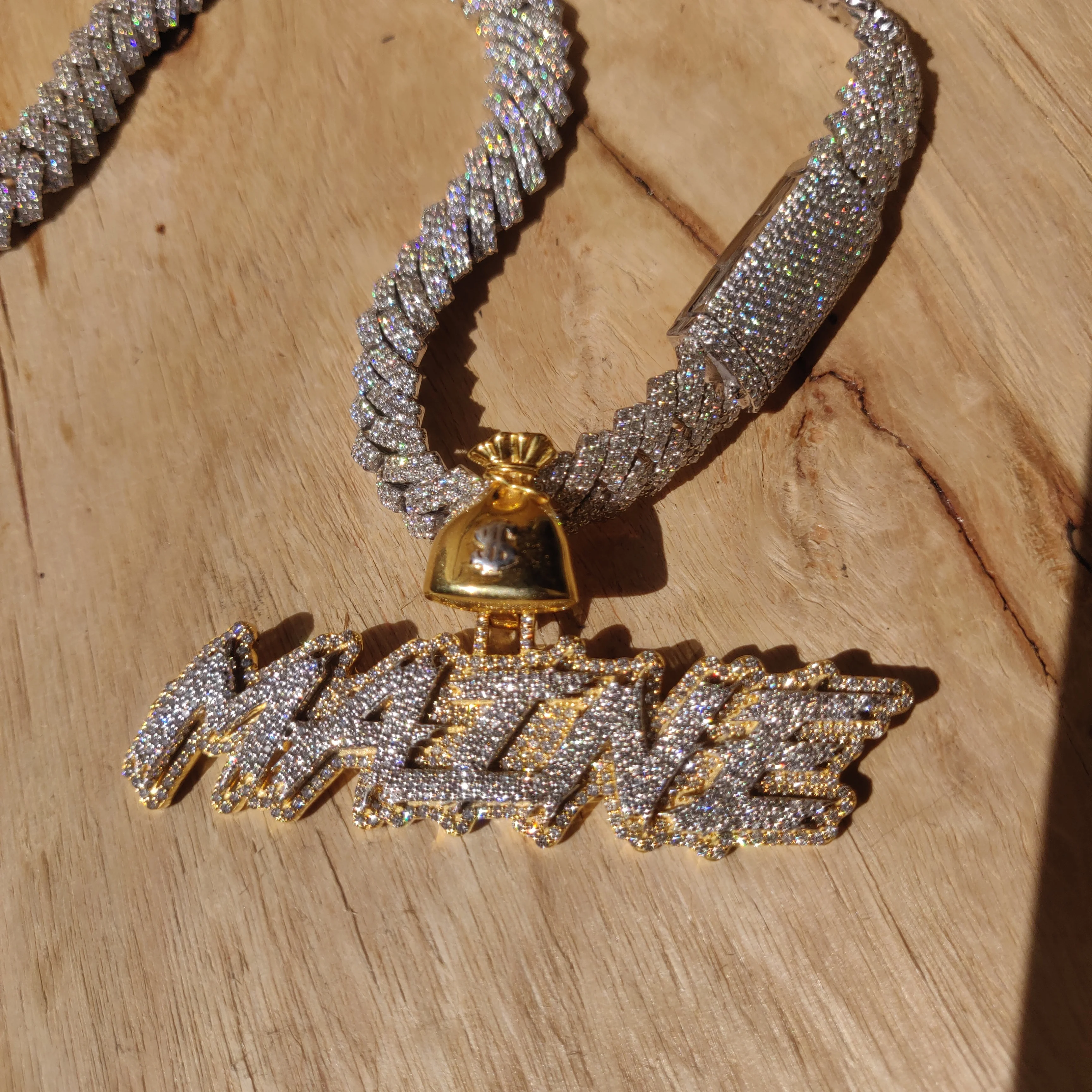 vvs moissanite Cuban link necklace iced out initial necklace solid gold chain bulk for men women