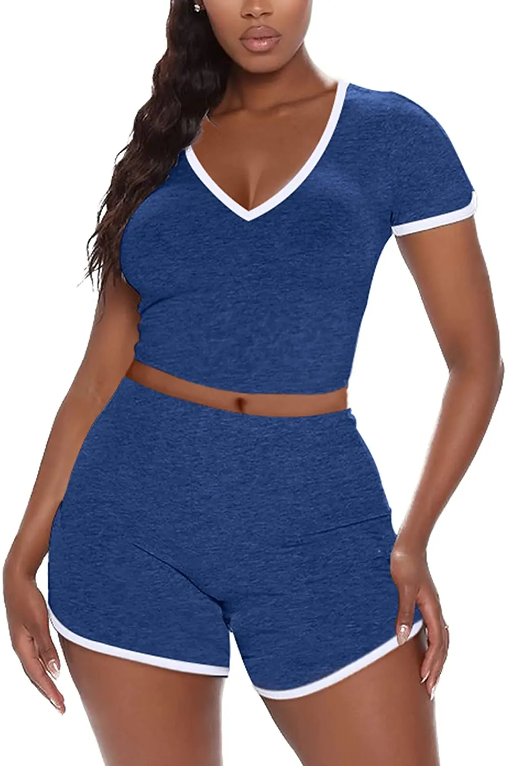 Lining Designed Crop top with Short Sets Summer arrival Fashionable gym wear Outfits women short set