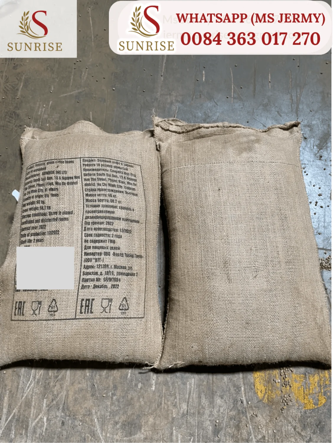 Arabica Coffee Beans 18 Washed Green Coffee Beans High Quality in Bags Jermy 0084 363 017 270