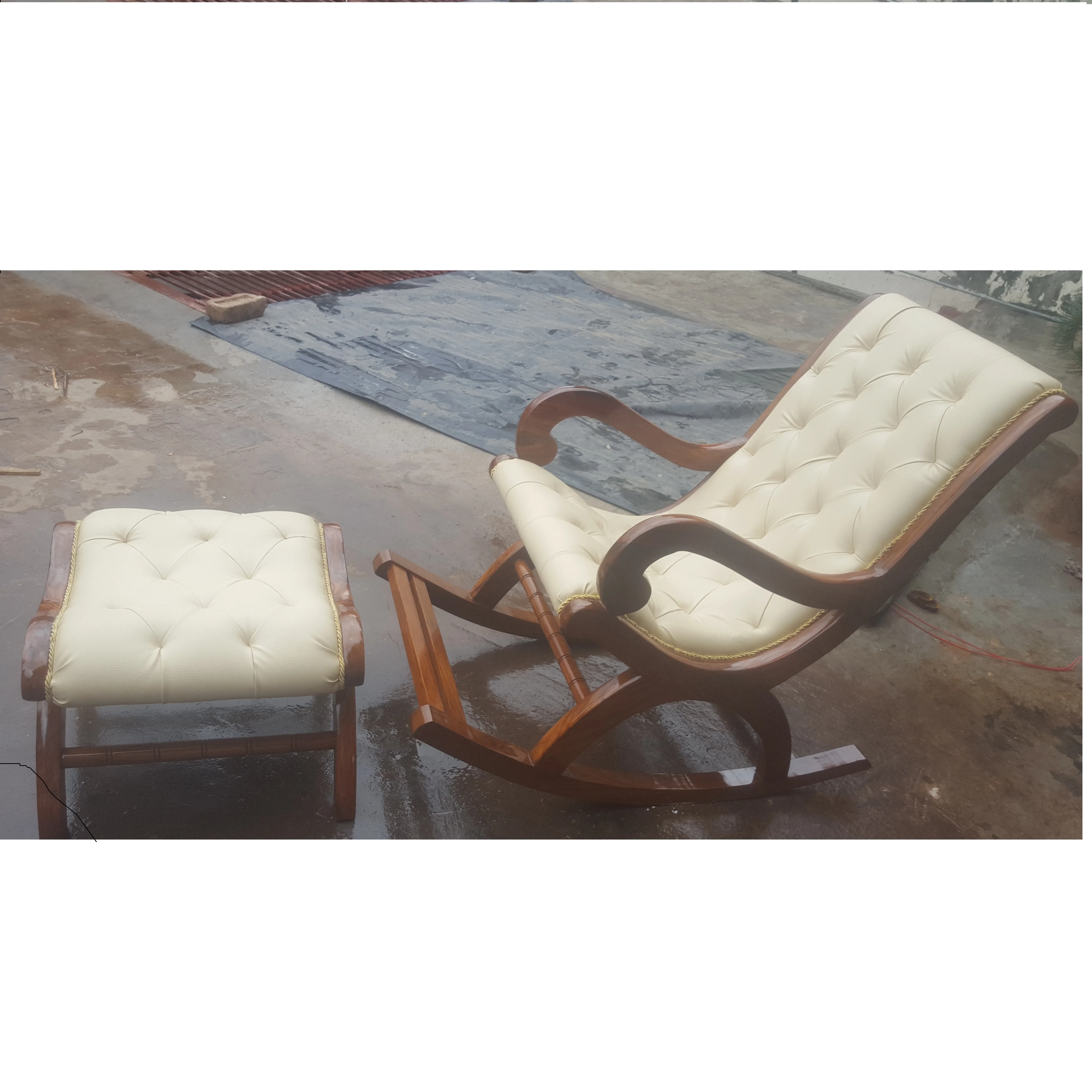 Comfy Modern Rocking Chair solid Wooden structure For Bedroom Or Living Room PU Leather Soft Comfortable Chairs Home Furniture