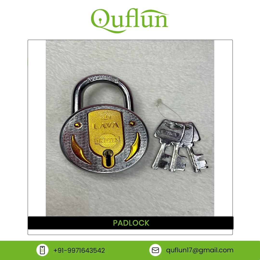 New Design High Quality Double Locking Brite SS Polish Padlock Golden Indian Supplier Selling Lava 67 Mm Doors Security Round