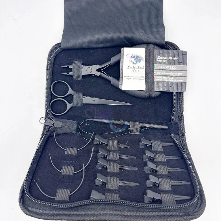 BM-Black Matte Wholesale Hot Selling Surgical Grade Stainless Steel Hair Extension Pliers Tools Kit/Hair Extensions tools