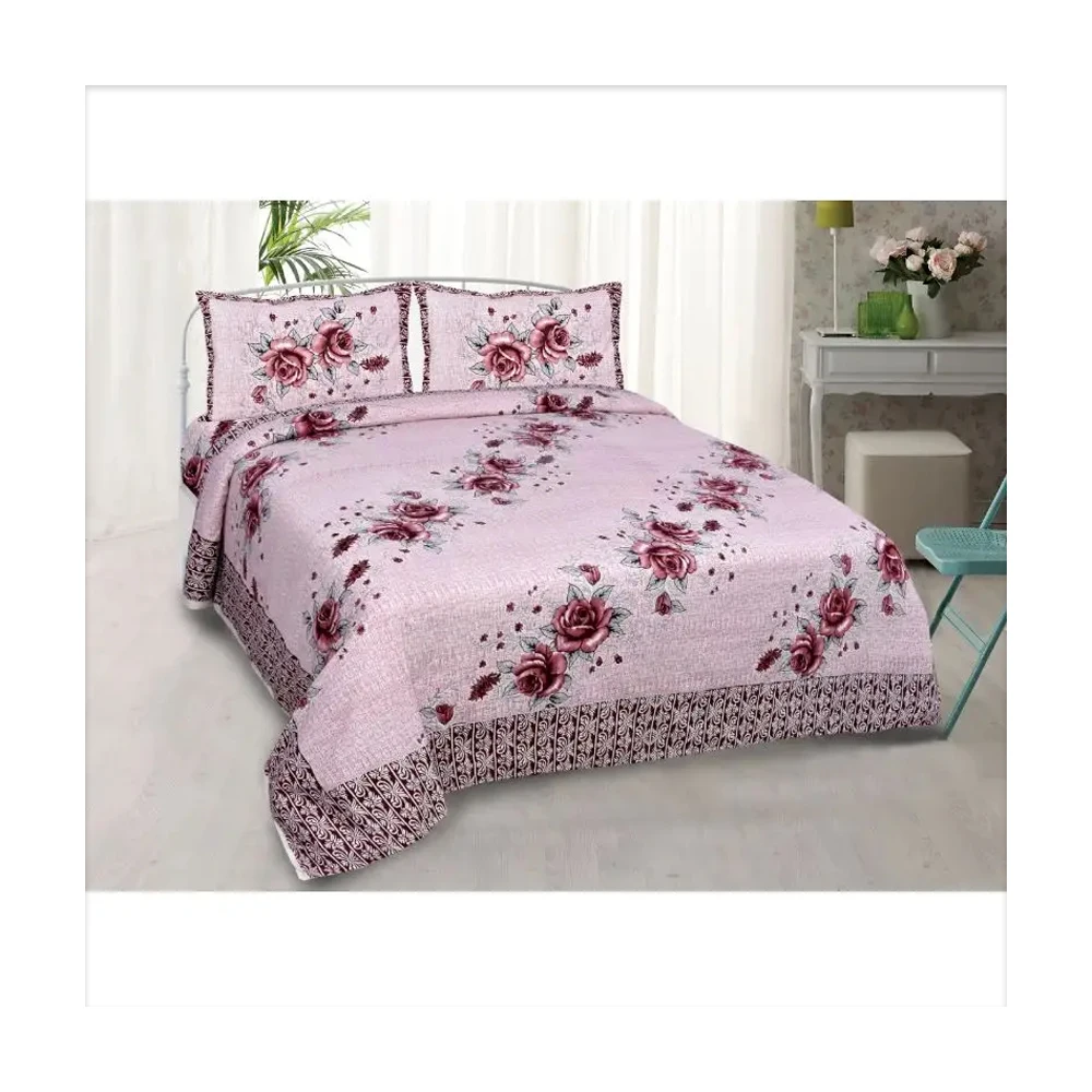 Best Quality Cotton Bedsheet Luxury Home Textile Bedding Sets Floral Print Bedspread Bed Room Floral Print Linen Set