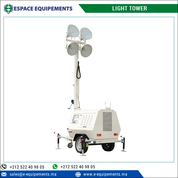 36hr Continuous Working Time Cool White Height Adjustable and Movable Construction Light Tower/ Mobile Trailer Light Tower