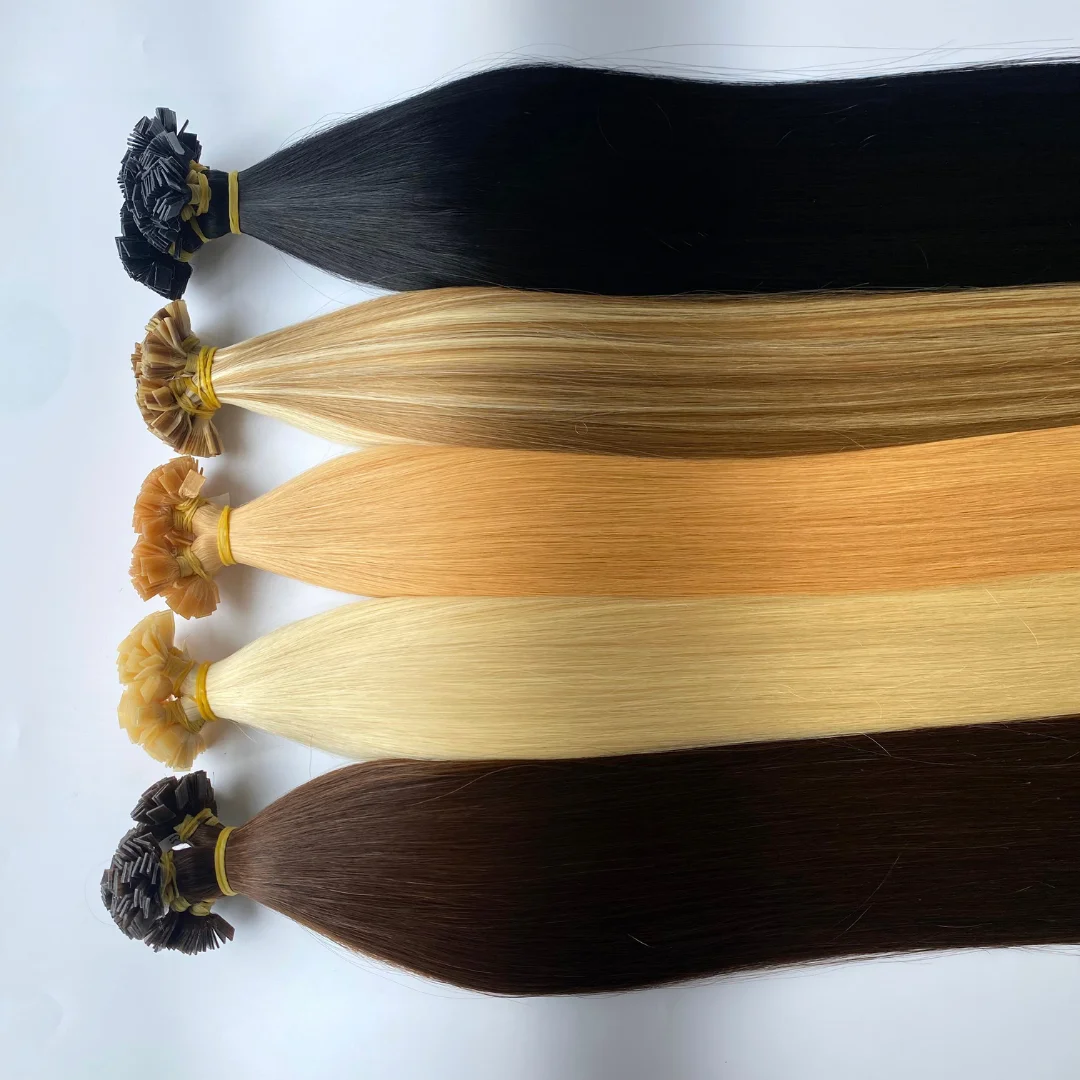 Wholesale European Human Hair Extensions 100 grams Keratin Bonds Flat Tip Human Hair Extensions