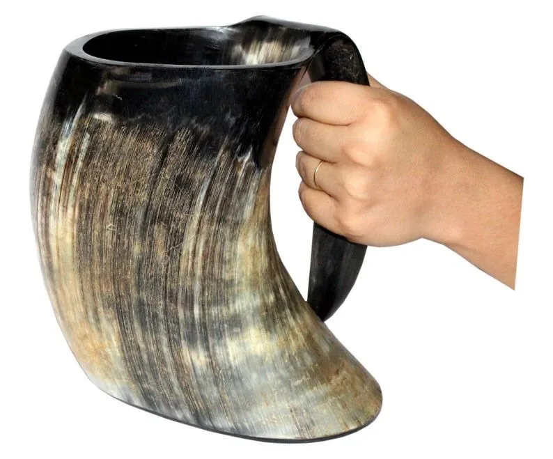 High-On-Demand Wholesale High-Grade Polished Buffalo Horn Drinkware Handmade Beer Drinking Horn Mug Multiple Use Items Direct