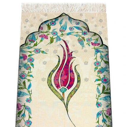Prayer Mat Muslim Praying Rug Traditional Islamic Accessories High Quality Sajjadah Traditional Ebru Art 290 Gram 70 * 124 Cm