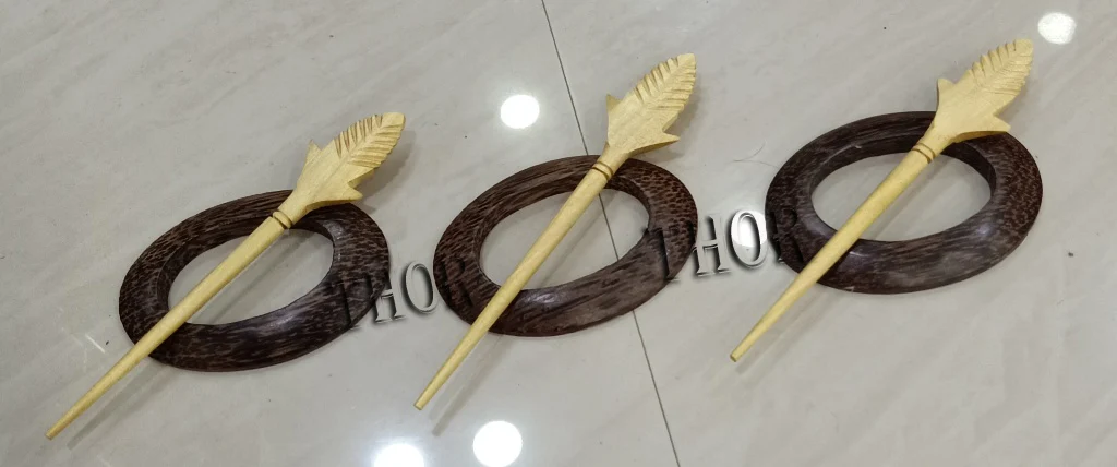 3 pcs  Fall circle barrette with wooden hair stick macrame accessories wood hair stick pin for women