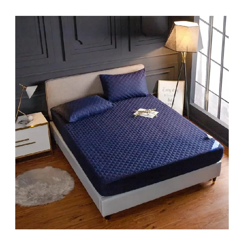 Mattress Cover Anti Dust Mite Air-permeable Home Navy Blue Skin-care Anti-Pull Waterproof Mattress Protector/Cover