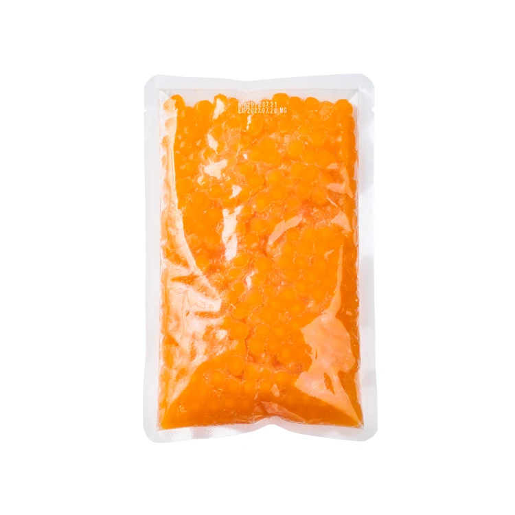 Professional popping boba bubble tea ingredient materials pipping boba with mango flavor