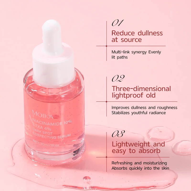 MOIKA Custom Logo OEM 10% Niacinamide Serum 30ml Brightening Hydrating Whitening Face Essence Solution Korean Beauty Products
