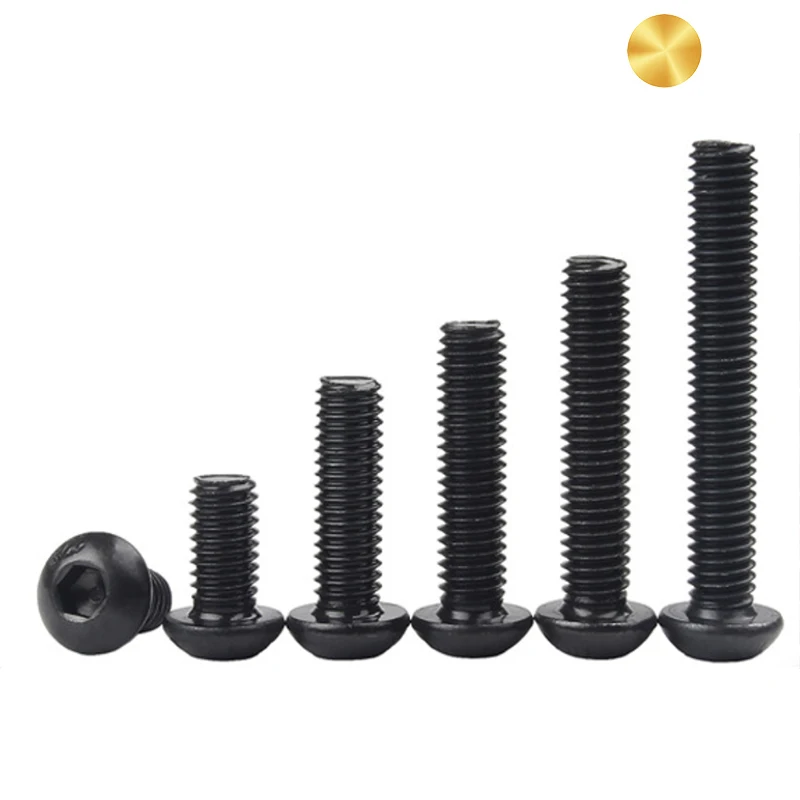 ISO7380 10.9 Grade Black M2 M2.5 M3 M4 M5 M6 M8 M10 M12 Allen Head Bolts Hexagon Hex Socket Pan Round Mushroom Head Screw