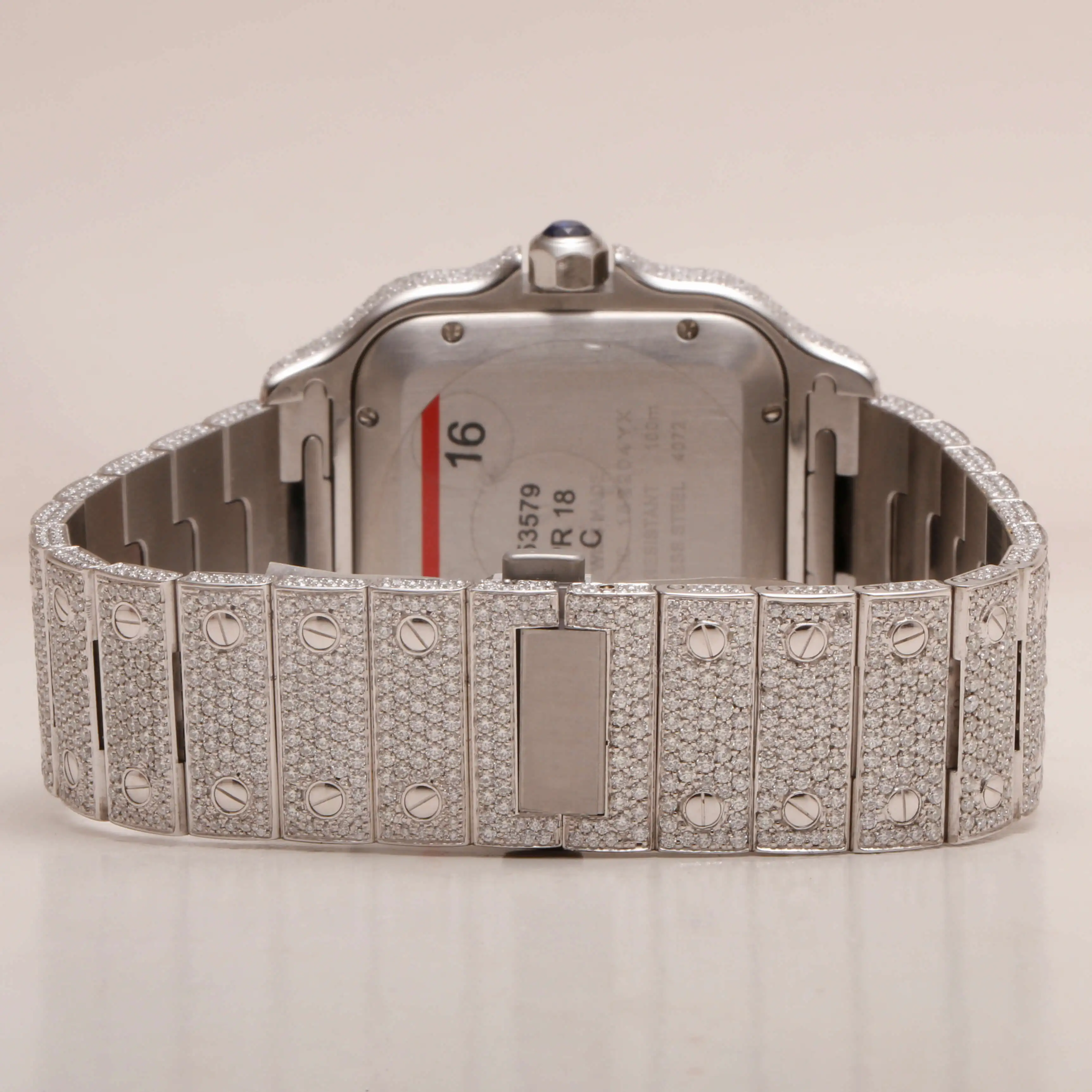 Hip Hop Customized and Certified Full Diamonds Case with Stainless Steel Automatic Band Full Iced Out Unisex Moissanite Watch