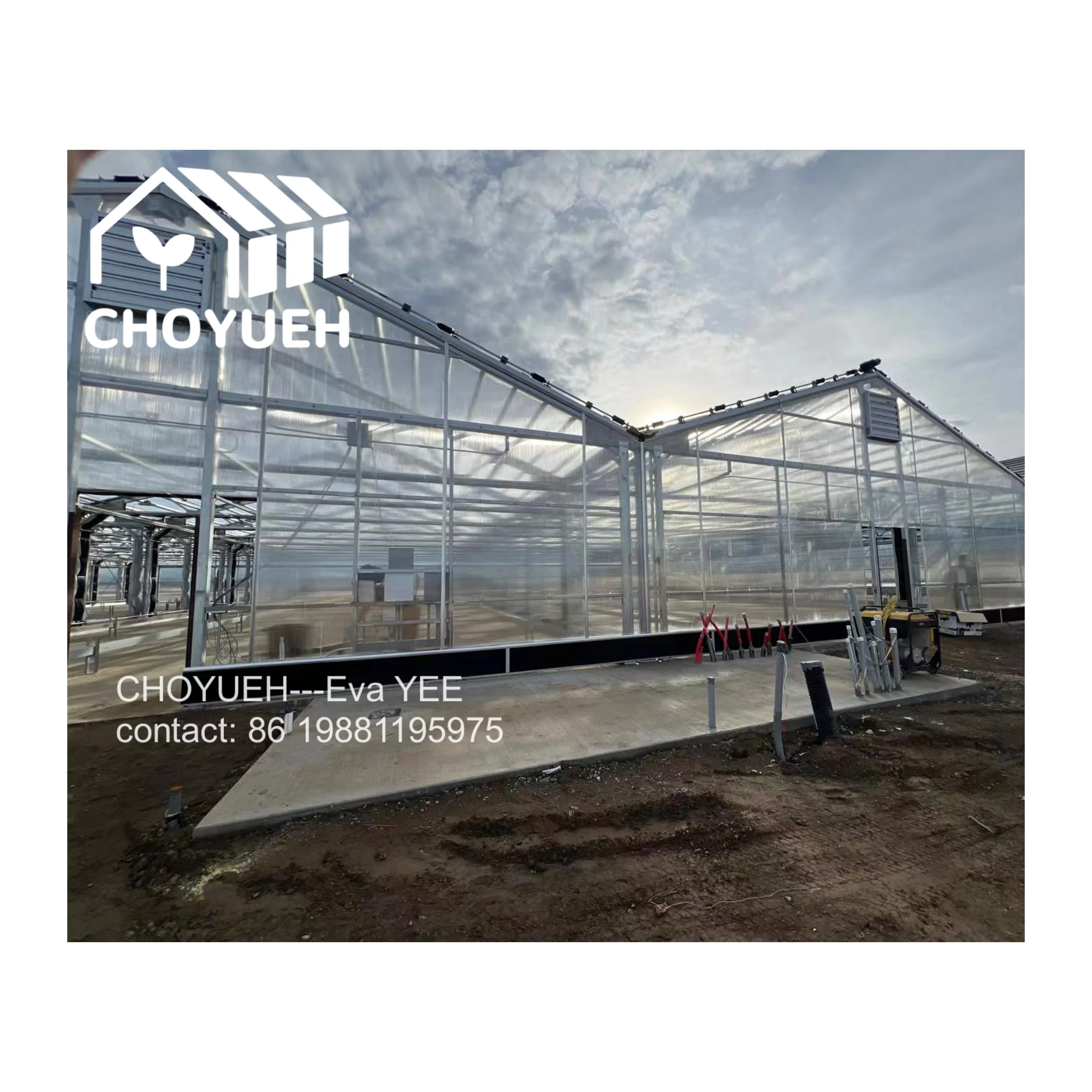 CHOYUEH High Quality A-Type Roof Greenhouse High Light Transmittance Greenhouse HDPE Retractable  Greenhouse For Flow Nursery