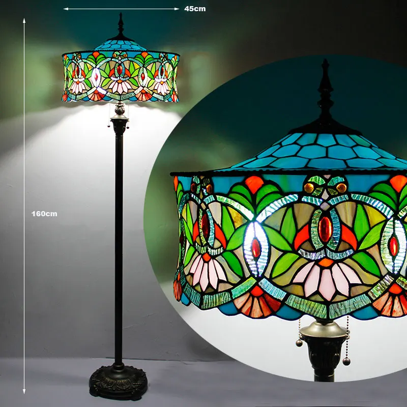 Lamp Parts Factory Supply Tiffany Style Floor Stained Glass Shade LED Metal Made in China Carton Customize 220V Round 10 - 60 VG