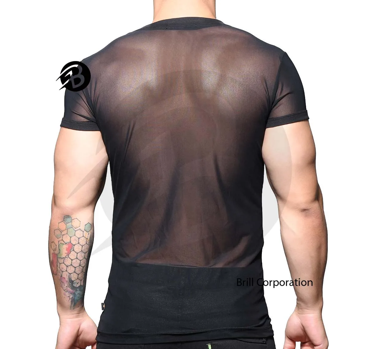 Custom See-Through Men Sexy T Shirt Mesh Short Sleeve Sexy / Sheer Mesh Men Shirt For Party / transparent shirts