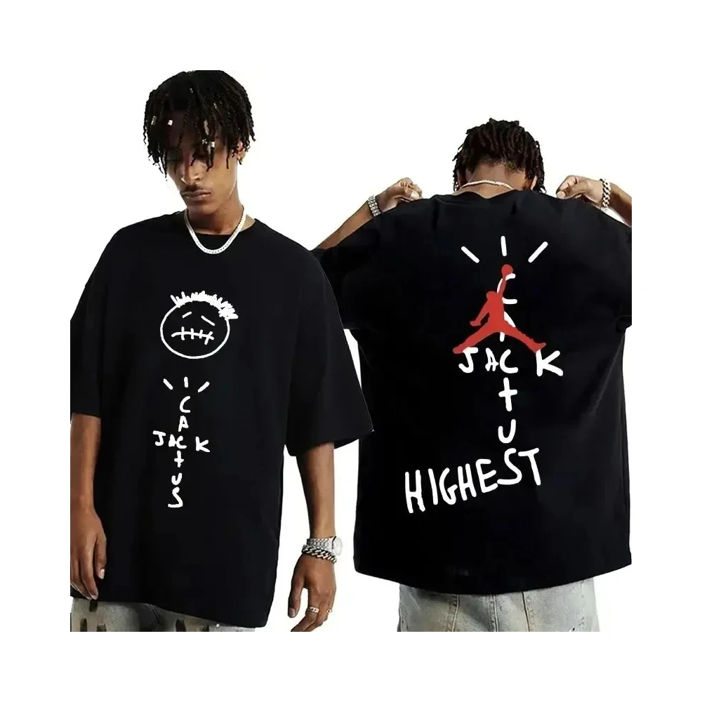 Streetwear Brand Cactus Jack Letter Print T-Shirt Hip Hop Cactus Jack T Shirt Men Women Swag Comfortable Large Cotton Tee Tops