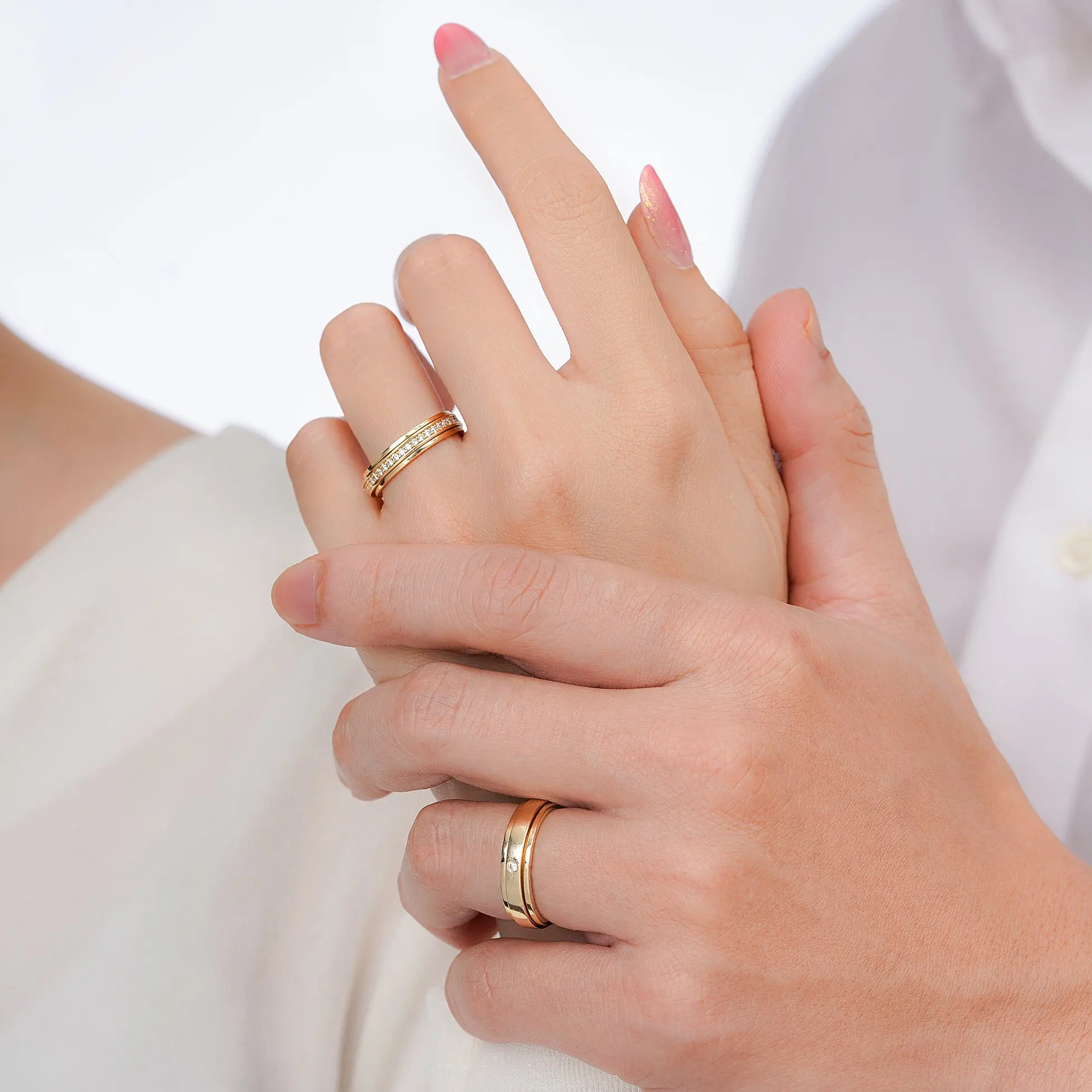 Fine jewelry 14k 18k gold wedding rings couple set high quality wholesale price customized design Vietnam Manufacturer NC762