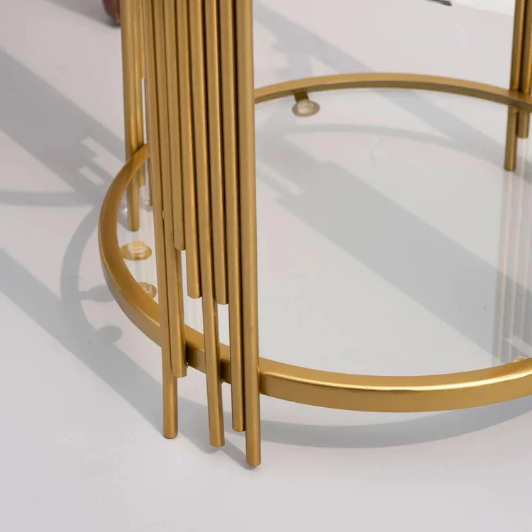 Artistic Design Handcrafted Gold Finished Iron Piper Side Table with Glass Top Used for Dining Room living Room