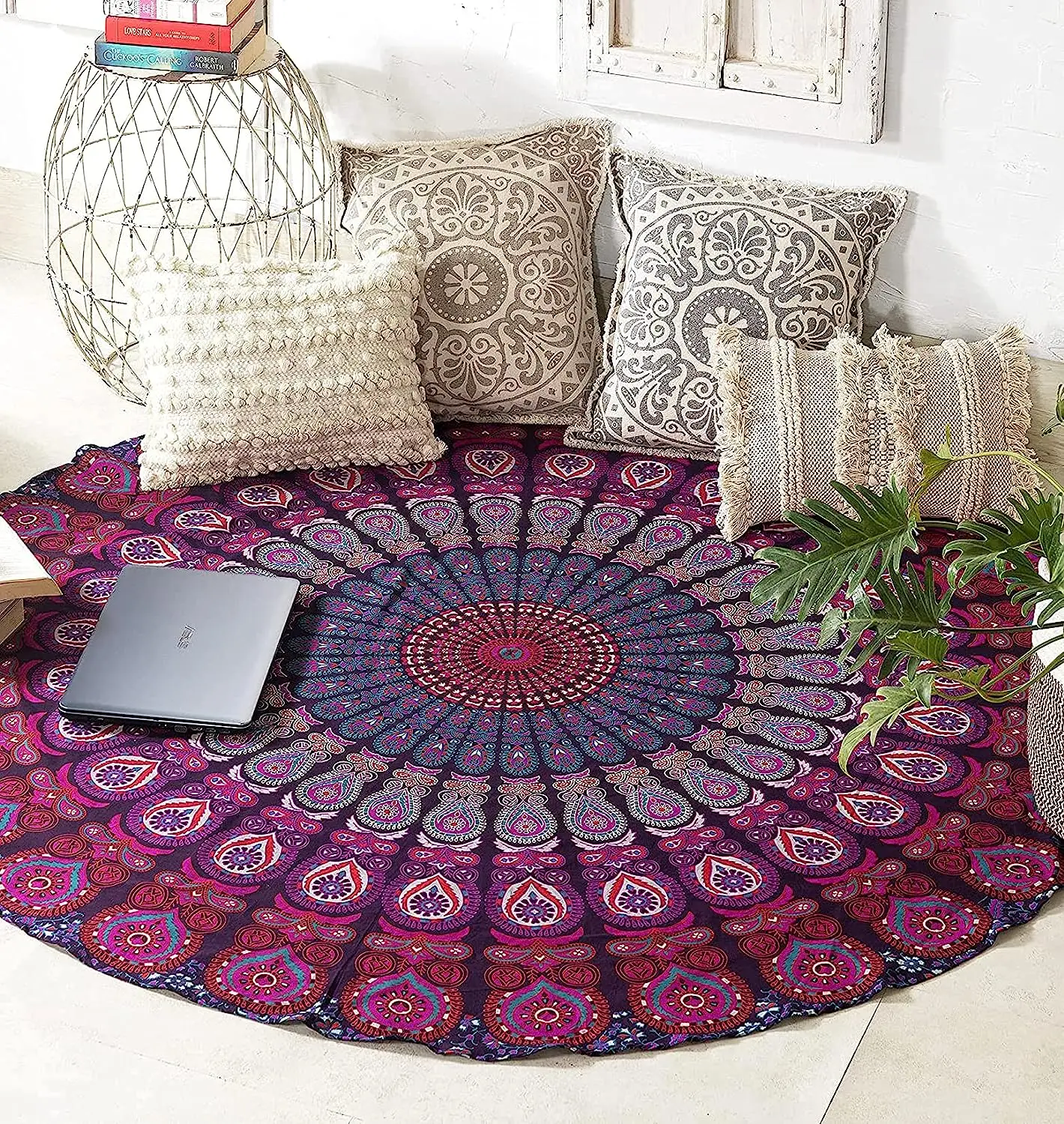 Indian Round Mandala Tapestry Yoga mat picnic Towel Gypsy Yoga Tapestry Mandala Wall Hanging mandala Round ethnic decorative art