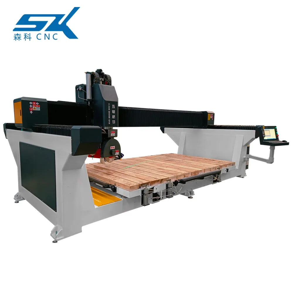 5 axis automatic granite marble quartz bridge saw stone cutting machine for marble granite