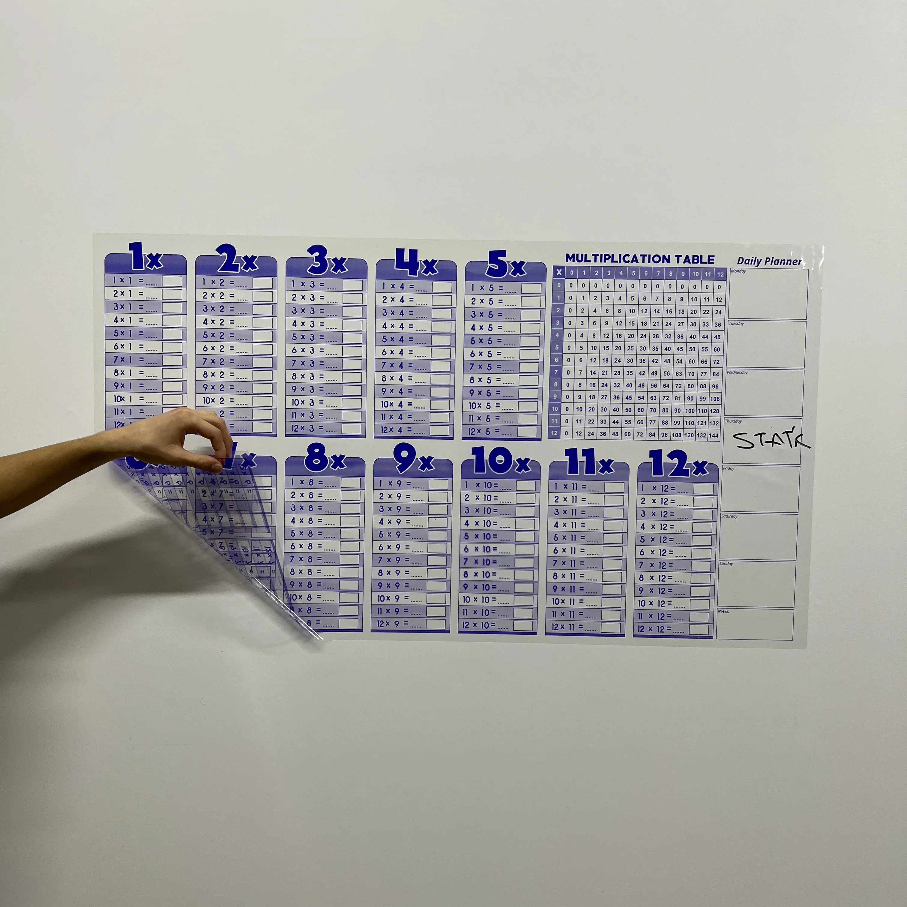 Educational for Kids Dry Erase Multiplication Table Reusable Durable Polystyrene Material Holds The Surface With Static Electric