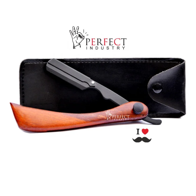 Blue color Wood Handle barber Razor / Personal touch salon shaving razors for men with case / razor with wooden handle