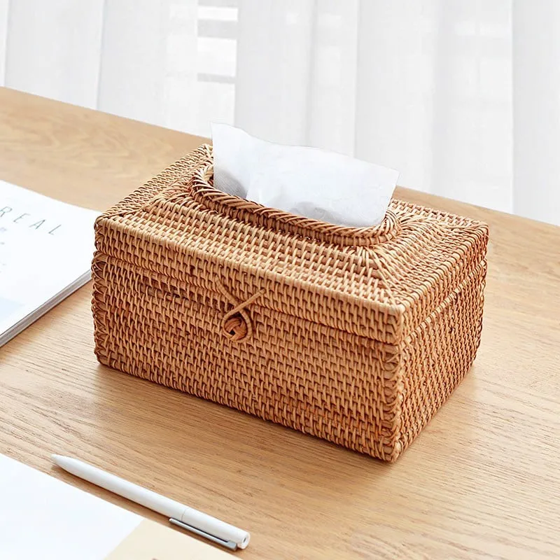 Best Selling Viet Nam Customized Color 100% Made from Natural Cloud Convenient Paper Storage Rattan Tissue Box