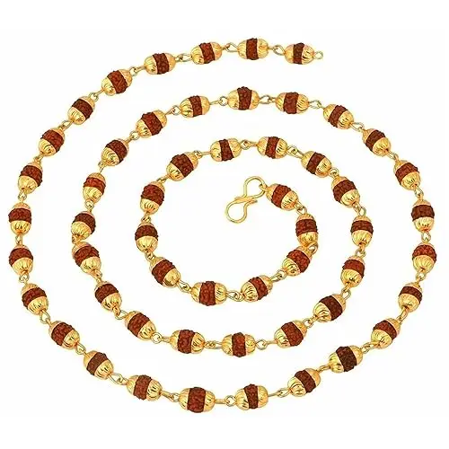 Wholesale Traditional Rudraksha Beaded Mala Necklace 5 Mukhi 108 Beads 6-7 mm Golden Yoga Face Pattern Fashion Bracelets Bangles