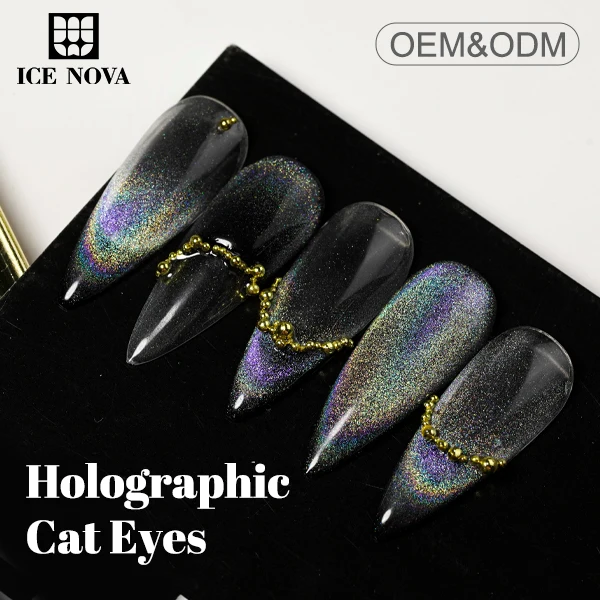 ICE NOVA 20 Colors Holographic Cat-Eye Gel Polish High Quality Hema Free And Vegan Gel OEM Gel Nail 20 ml With Unique Color Book