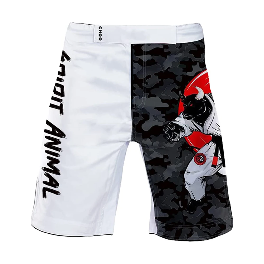 customized Super Elastic Quick-Drying Fabric Scientifically Pressurized MMA Custom Mid Thigh Thai Fight Shorts