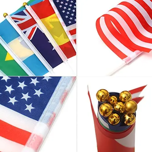 Polyester World Soccer Cup Custom Printed National Hand Flags