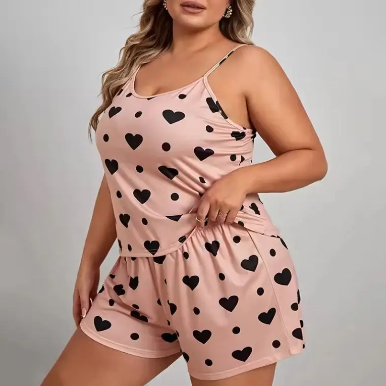 latest design plus sizes home wear Pajamas Summer Plus Size Two Piece Night Shirts Pajama Pattern Printing Soft Lounge wear Set