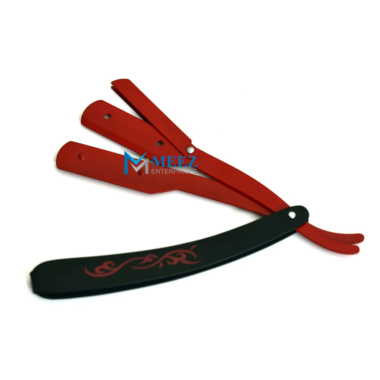 Straight Razor Blade for Barber includes 20 Free Blades Beauty Tool (Black & Red Modern Art Straight Razor)