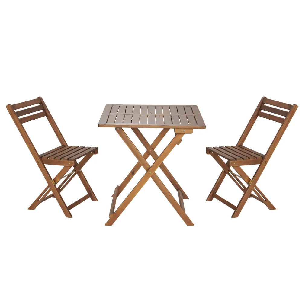 BeNK ACA-7 Foldable Acacia wood Bistro Set for Balcony Outdoor & Patio & Apartment Use