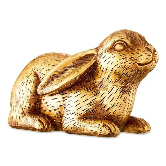 Hot Sell 2024 Aluminum Rabbit Easter Decor Bunny Figurine Statue Sculpture Handmade Miniature Hare Showpiece Tabletop
