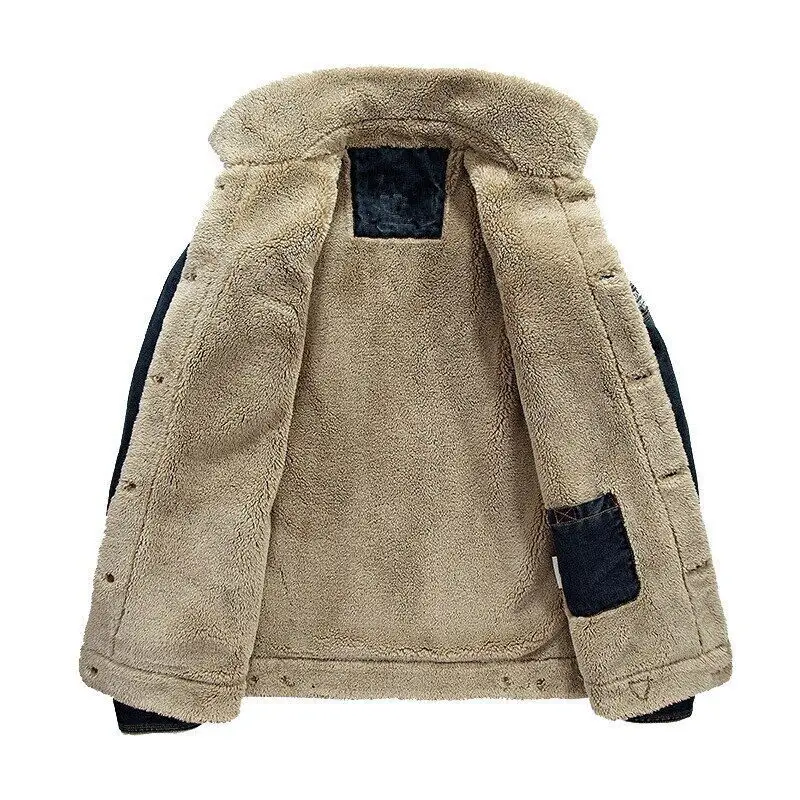 Men Winter Denim Jacket Warm Wool Liner Coat Outwear Jean Jackets Cowboy Casual Denim Jackets
