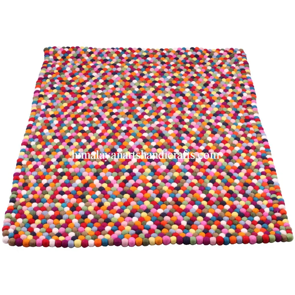 Handmade in Nepal Felt Ball Rugs/Carpets