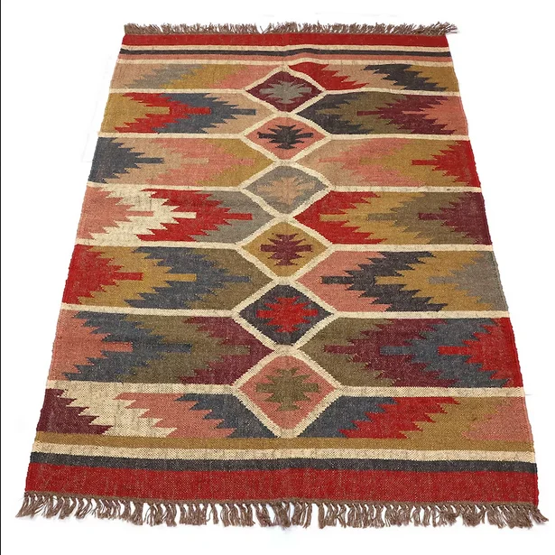 Bohemian Kilim Vintage Multi Color 100% Wool Jute Handmade Woven Carpet Wedding Event Decor Floor Area Hallway  Embroidered Rug