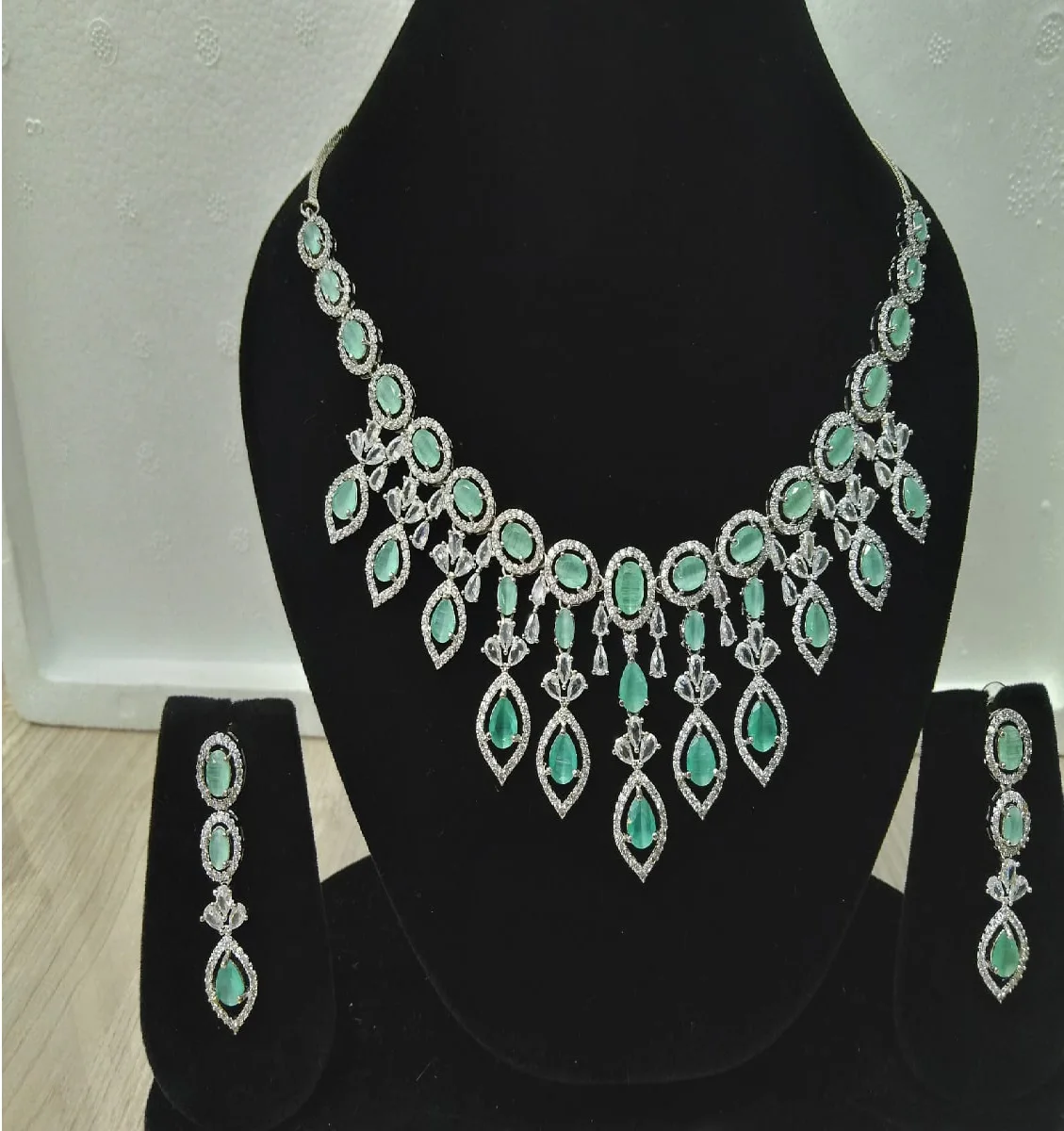 Buy High Quality Gold plated  American  diamond party wear necklace set at wholesale price
